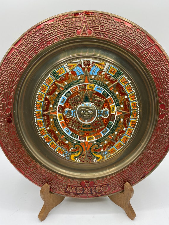 アステカ 太陽の石 アステカの暦石プレートメキシコカレンダー 金属製 レリーフ アステカ 太陽の石 アステカの暦石プレートメキシコカレンダー 金属製