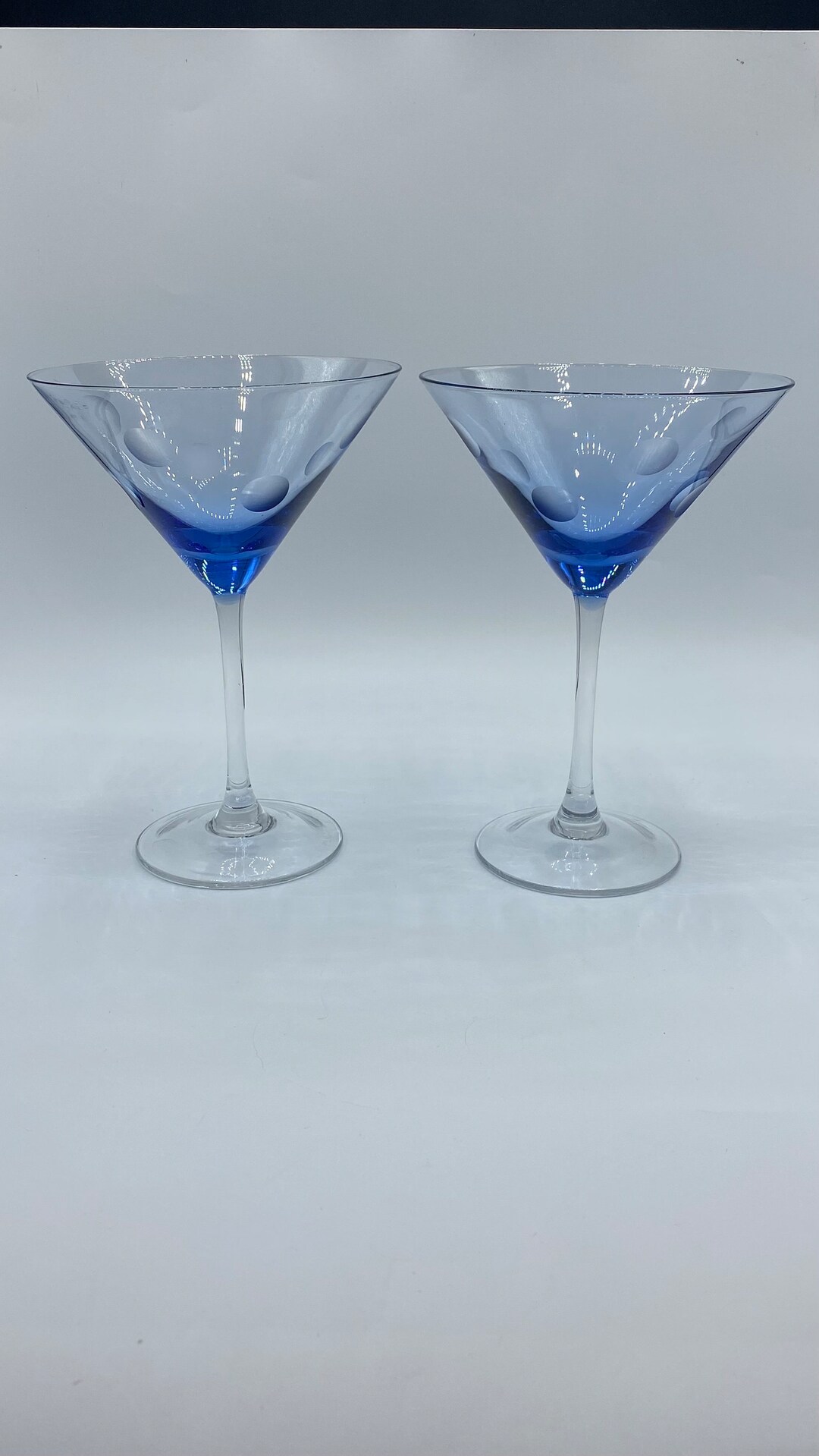 Vintage Blue Polka Dot Martini Glasses Marquis Waterford Etsy