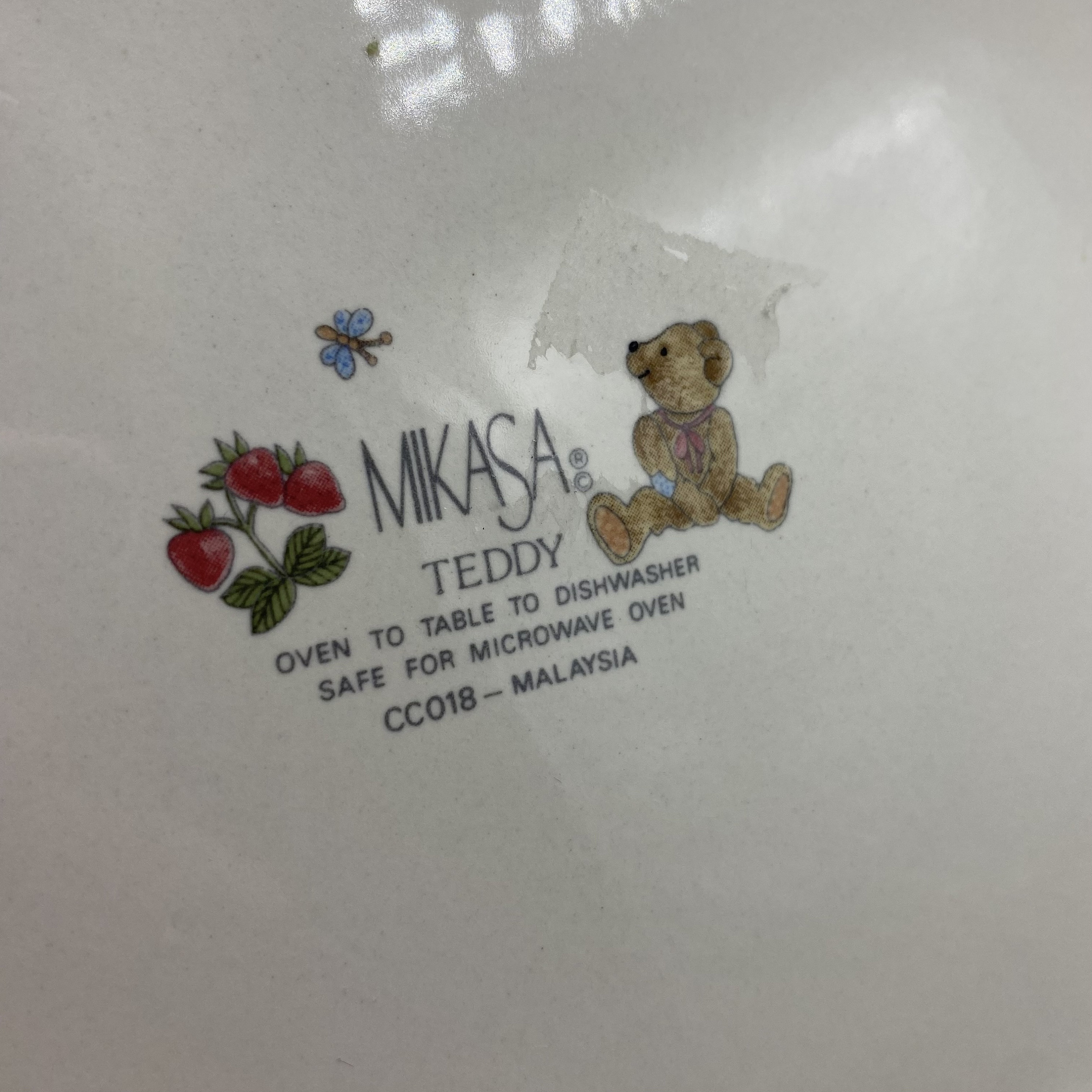 Mikasa Teddy CC018 Children's 3 Pc Dinnerware Set Bear Mouse