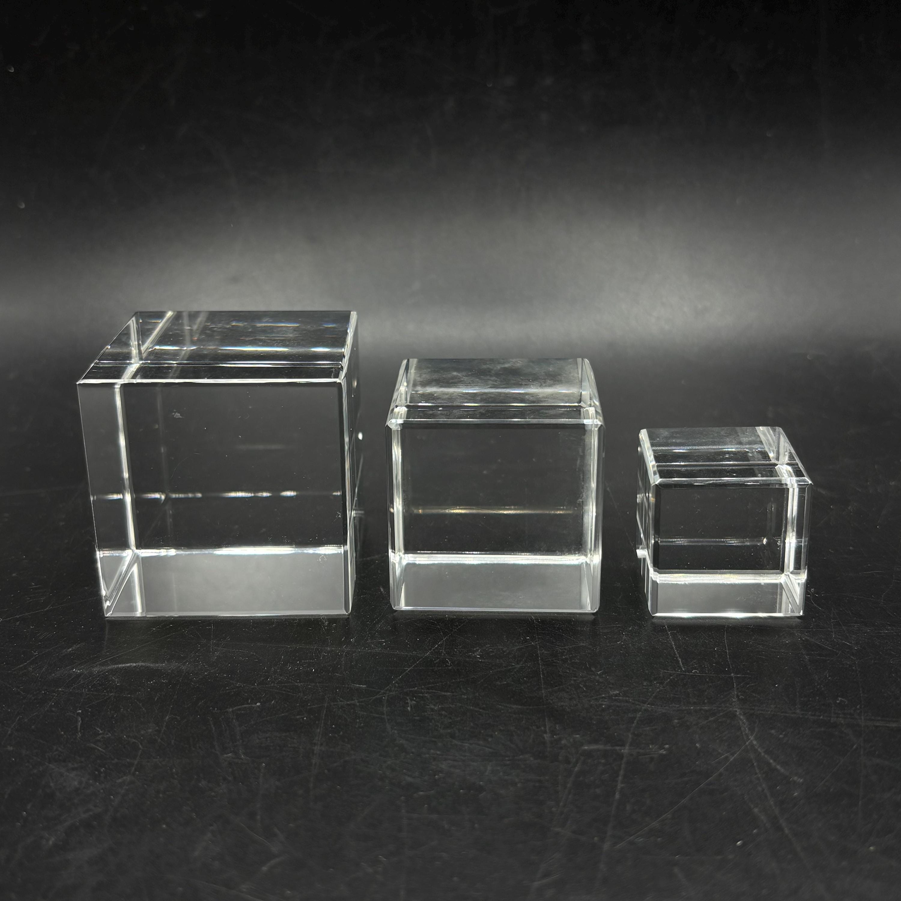 3D Faceted Crystal Glass Cubes: Laser Engraving Blanks, Set of 3