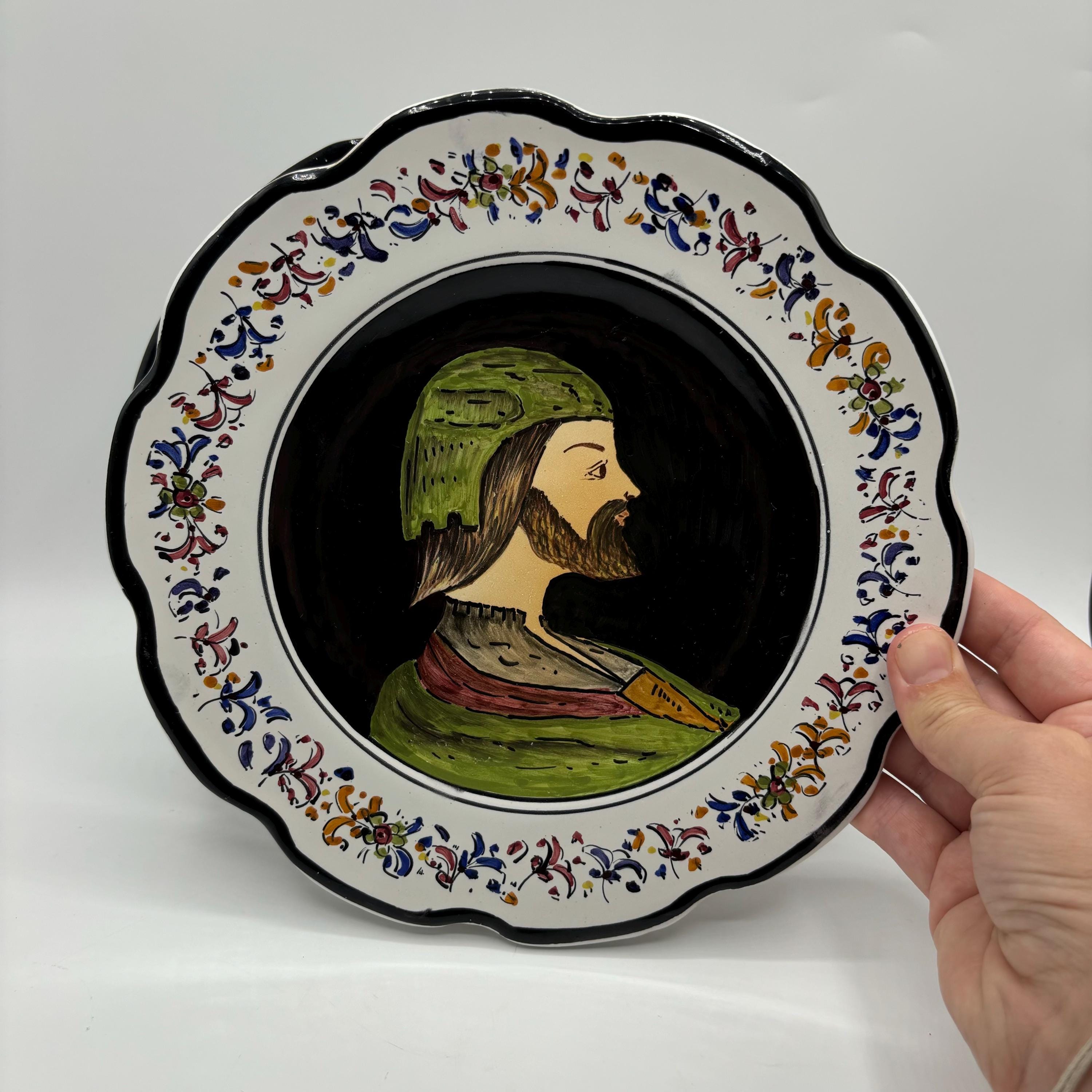 ヴィンテージ イタリア製 陶器 手描き ルネッサンス 紳士淑女 肖像画
