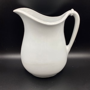 Large Staffordshire Potteries Antique White Ironstone Pitcher, Maddock and Gater 1800’s
