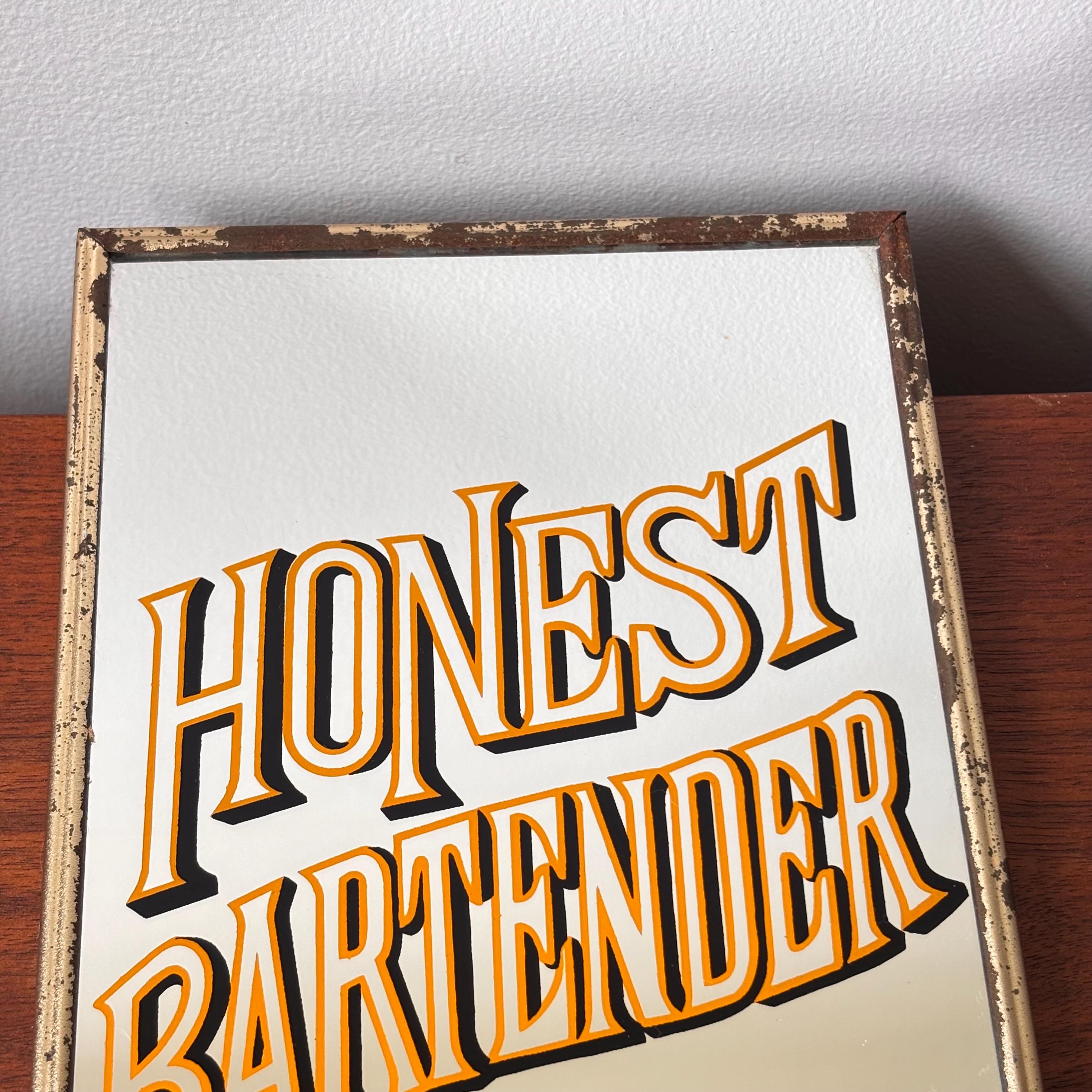 G*n様 HONEST BARTENDER WANTED パブミラー　レトロ Vintage “honest Bartender Wanted” Hanging Wall Mirror Bar Sign