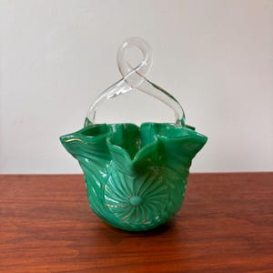 Fenton Emerald Green Basket - Etsy