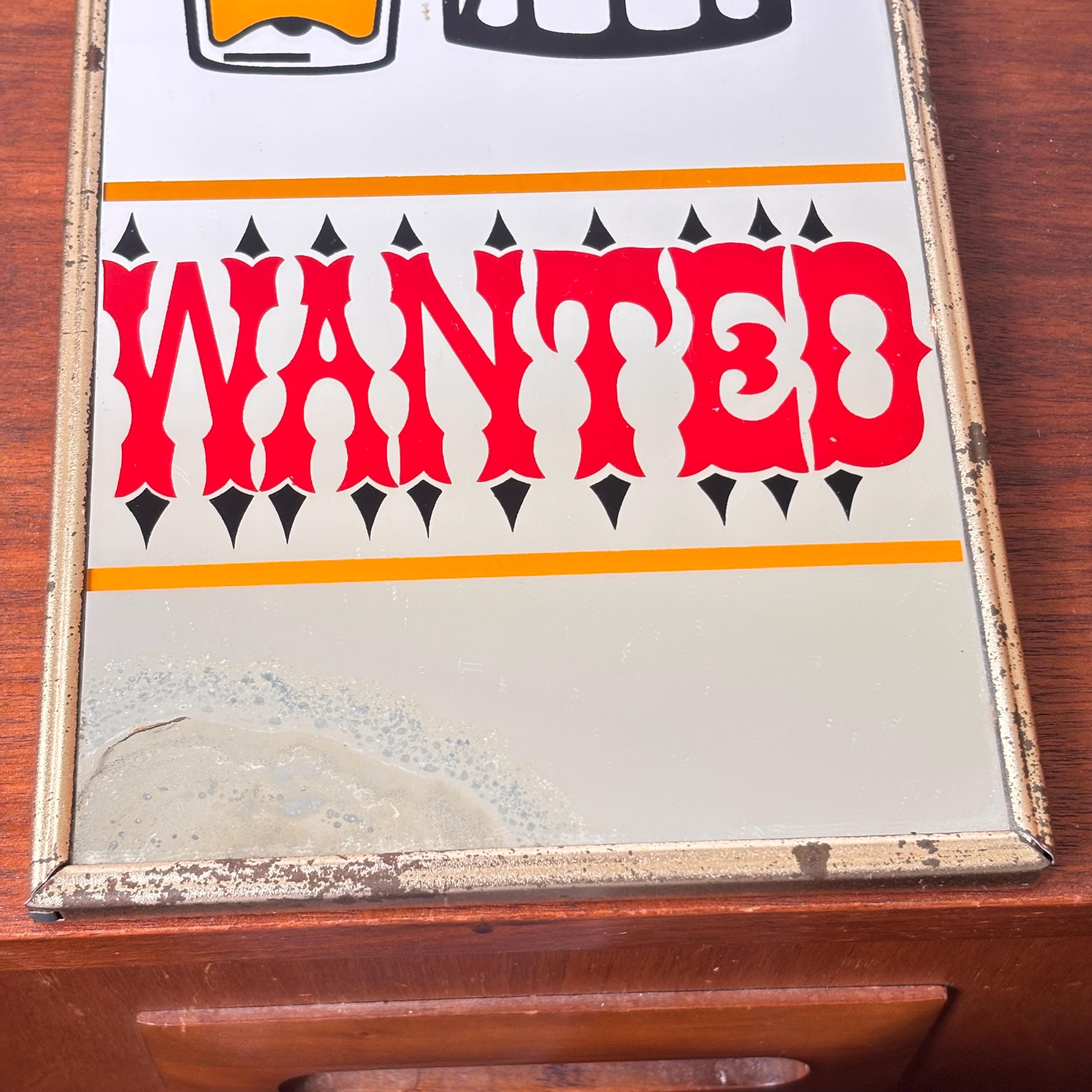 Vintage “honest Bartender Wanted” Hanging Wall Mirror Bar Sign