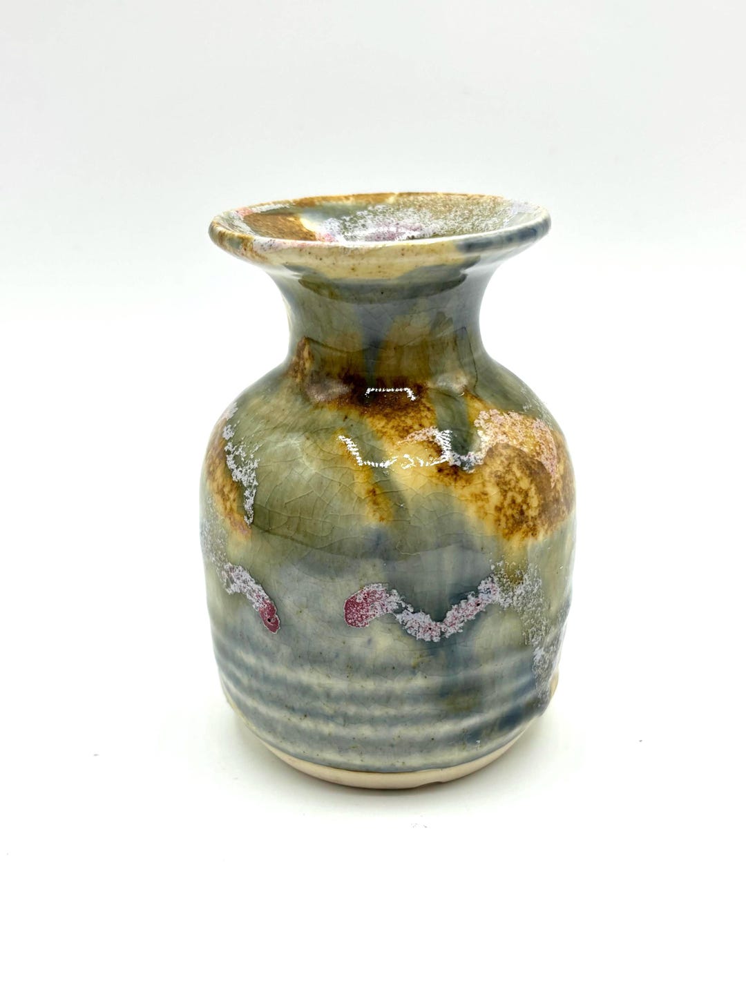Vintage Drip Glaze Pottery Bud Vase: Blue Yellow Studio Art (3.75") - Etsy