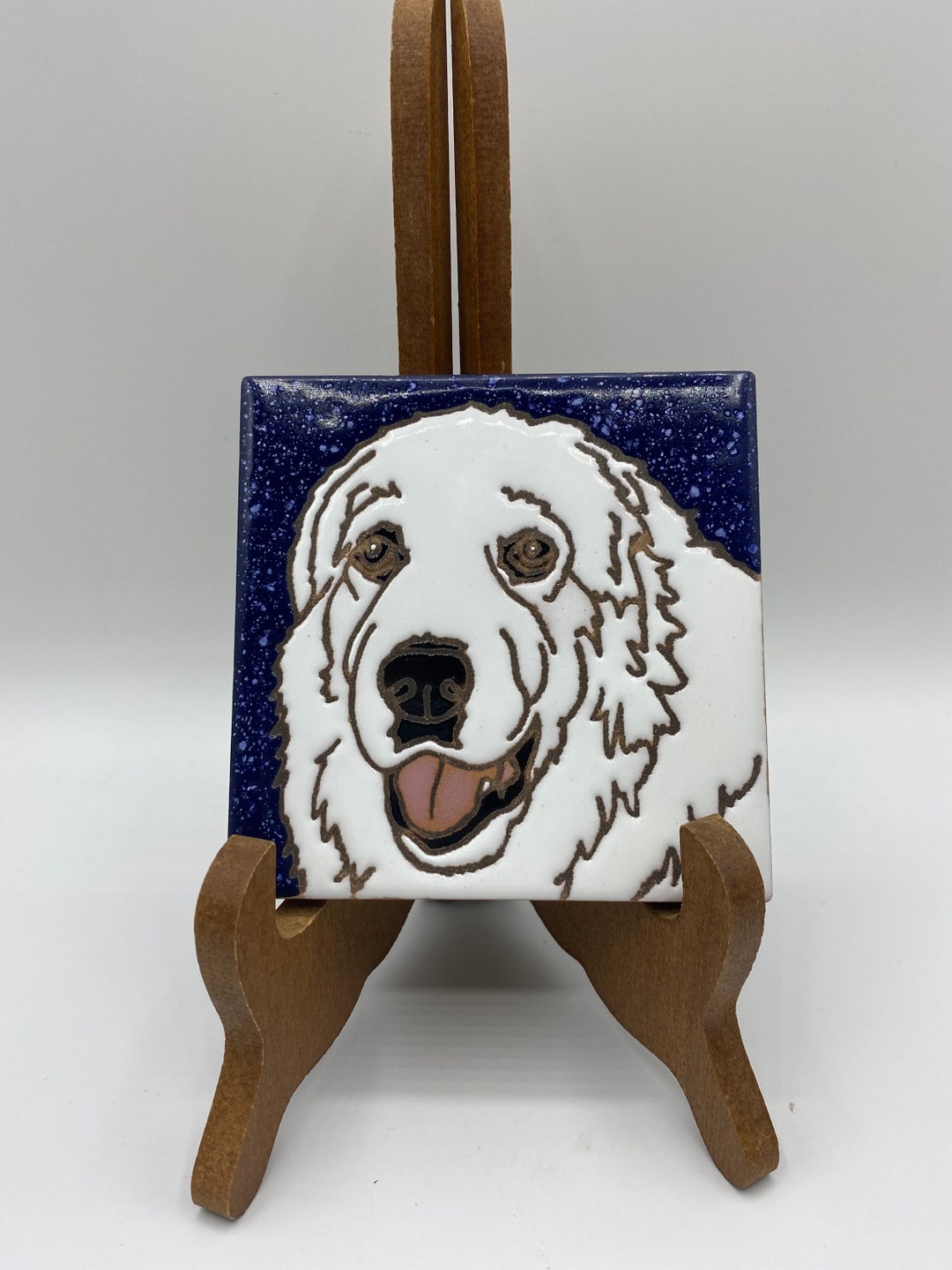 great-pyrenees-hand-painted-tile-or-coaster-by-pumpkin-tile-etsy