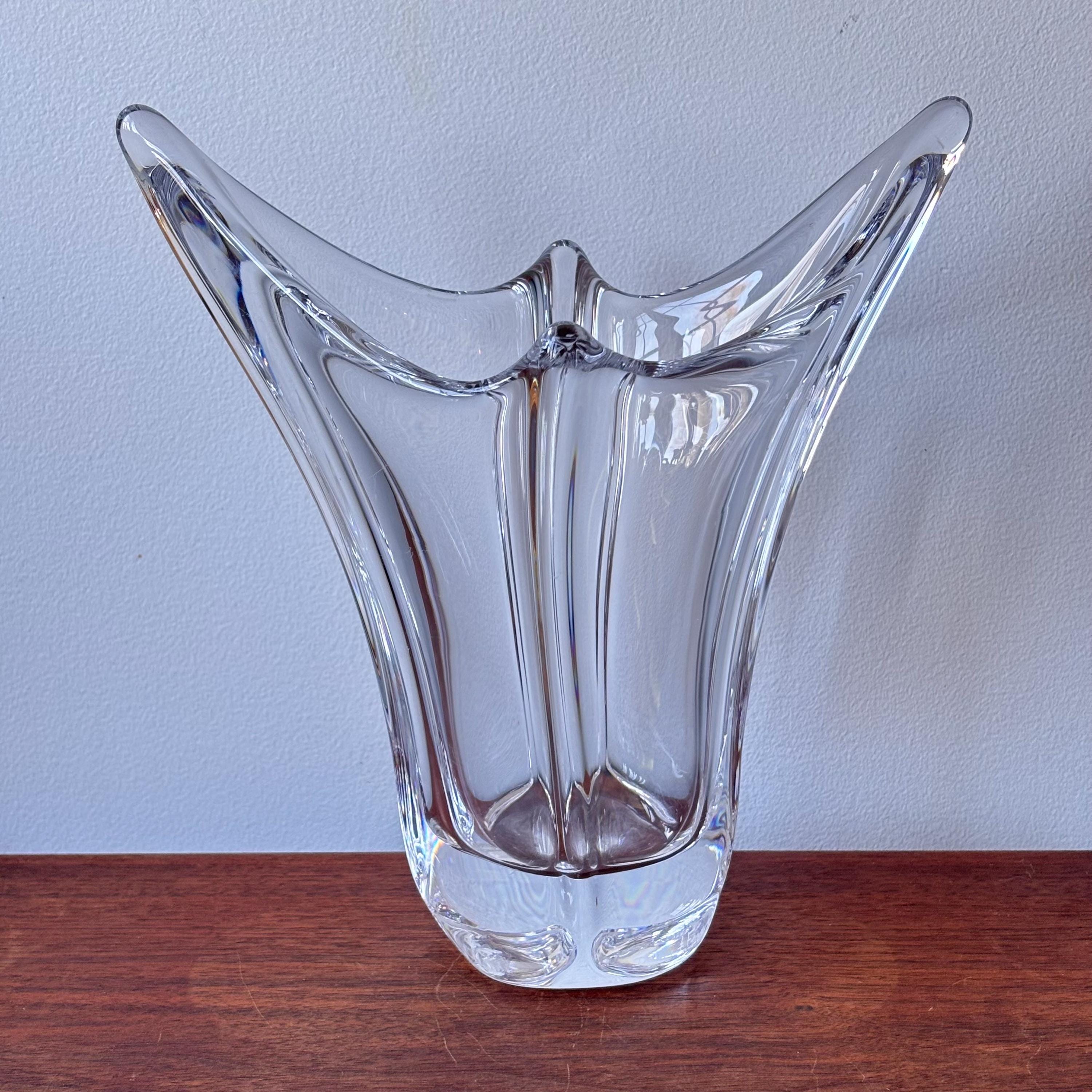 Vintage MCM Daum France Stretched Crystal Vase 8.75” Signed - Etsy