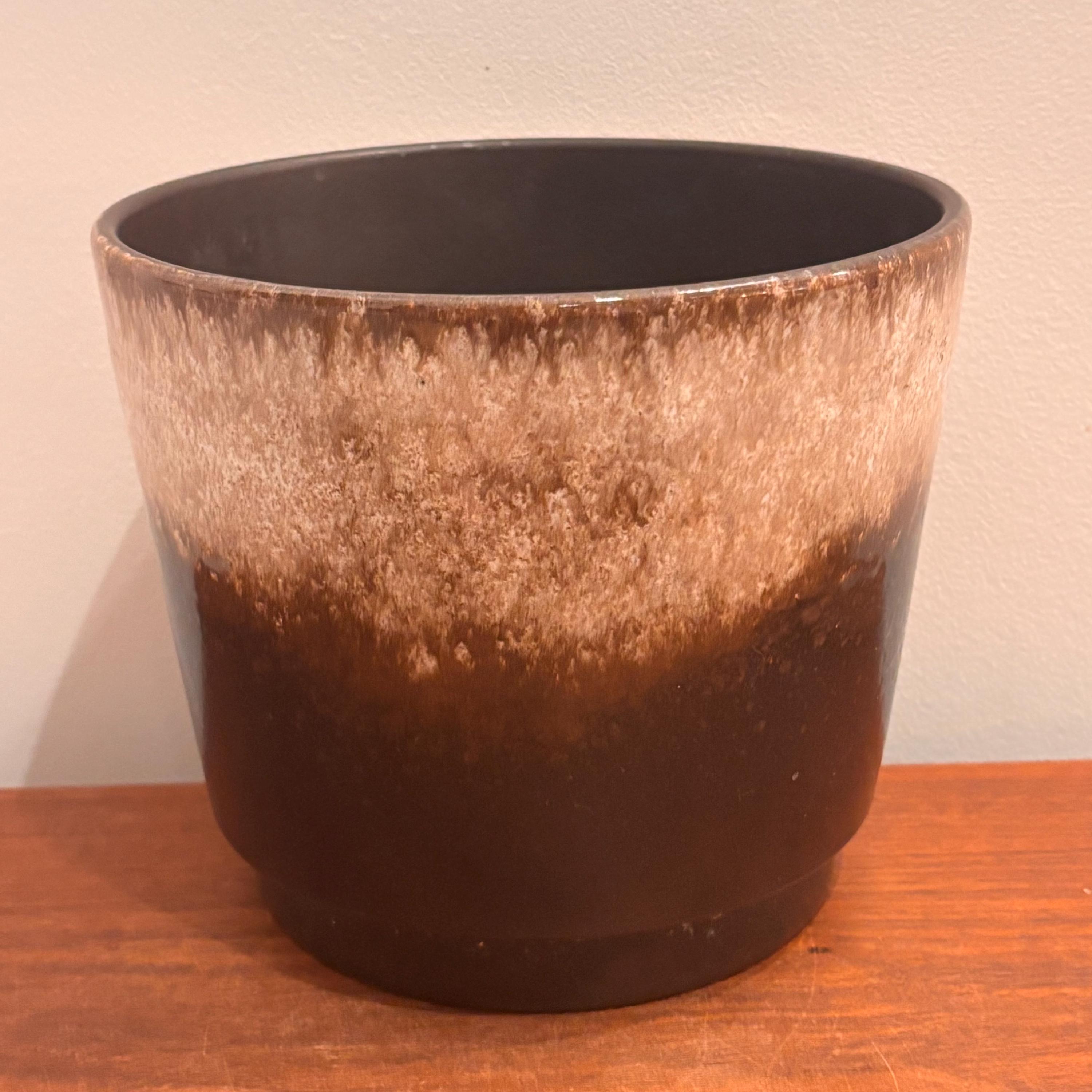 vintage fatlava planter 鉢カバー Vintage MCM Fat Lava Cache Planter Pot, Brown Glaze West German