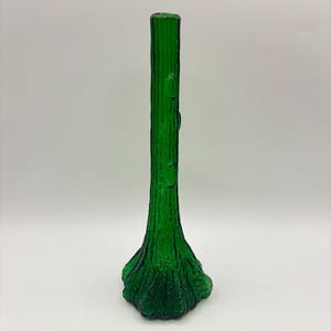 Vintage Stelvia Italy Grüne Kunst Glasvase: Wayne Husted Design, 10 ”