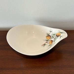 Vintage Mid-Century Hallcraft Eva Zeisel Pine Cone Pattern 12&quot; Teardrop Serving Bowl Platter