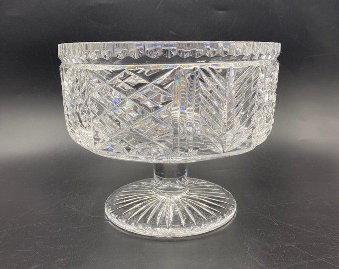 Vintage Waterford Cut Lead Crystal Footed Compote Bowl, Crystal Trifle