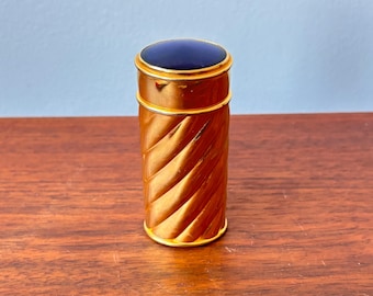 Frasco de perfume Boucheron vintage dorado y azul cobalto, rellenable.