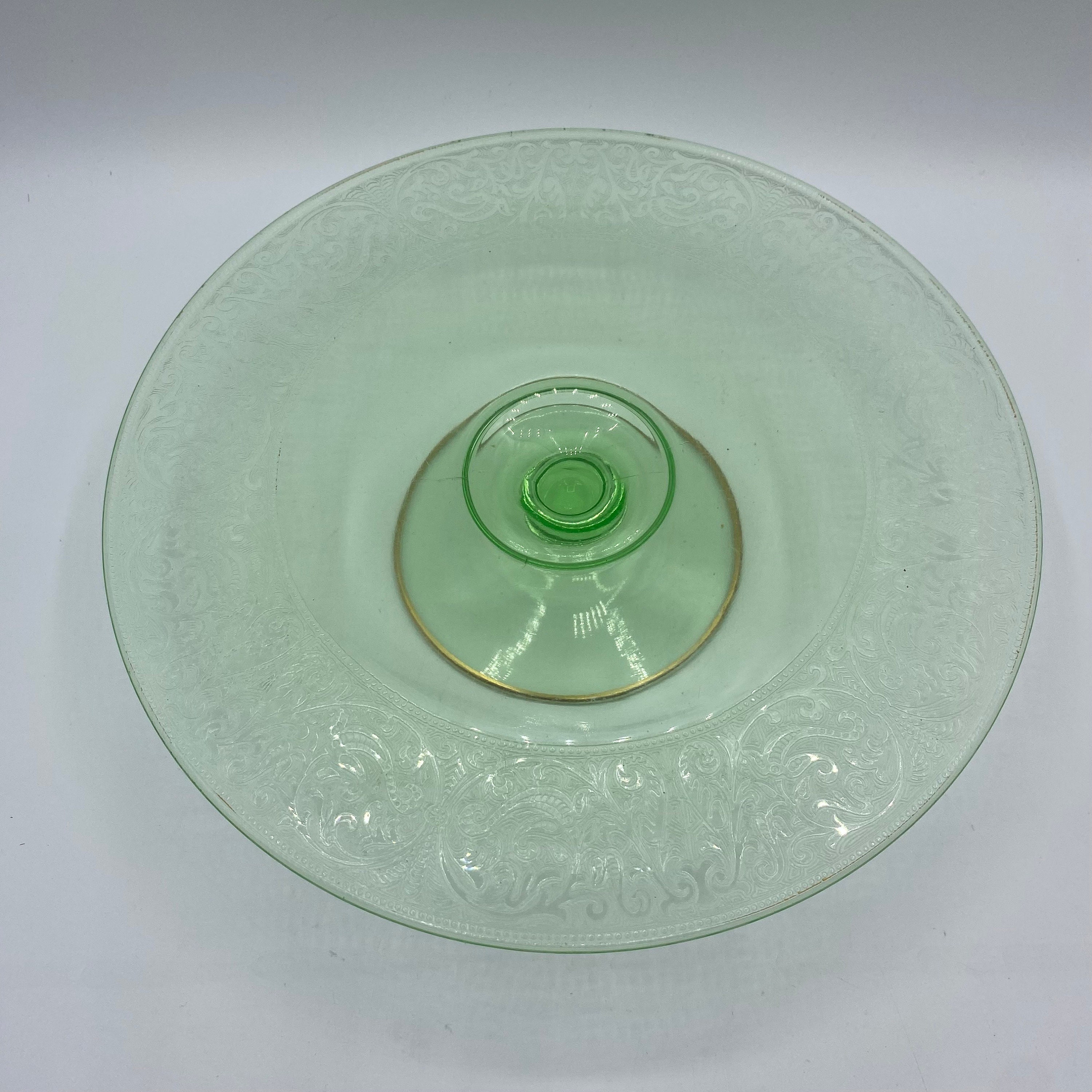 Vintage Art Deco Uranium Glass Cake Plate Pedastal Stand With Etsy Il Fullxfull.4952548962 Ok6u