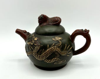 ヴィンテージの希少な宜興紫砂急須紫沙陶器龍鳳凰茶器 - Etsy 日本