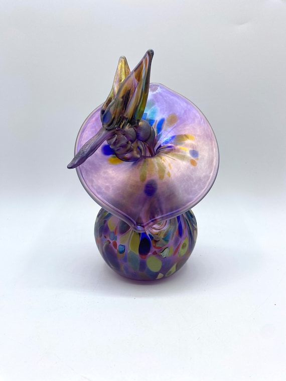 Vintage Daniel Vargas Iridescent Art Glass Jack in the Pulpit Vase
