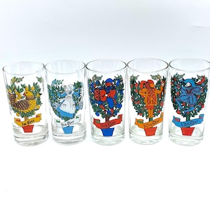 Vintage 12 Days of Christmas Glasses: Partridge, Maids Milking image 1
