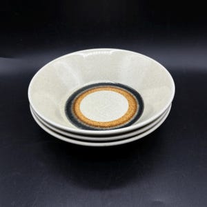 Vintage RARE Crown Lynn Earthenstone New Zealand Dinnerware  “Autumn” 6.75” Cereal Porridge Bowls Set of 3 D628