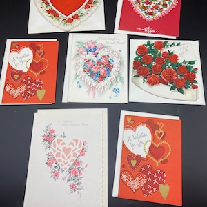 Lot de 7 cartes de Saint-Valentin vintage des années 60