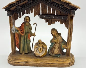 Vintage italiensk plastfigur liten krubbascen julkrubba Italien 19