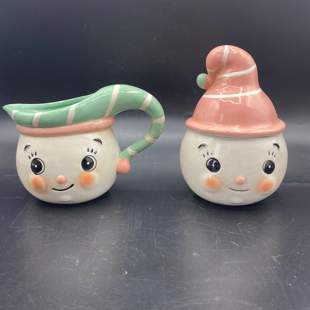 Johanna Parker Snowman Sugar and Creamer Set Christmas Winter Etsy
