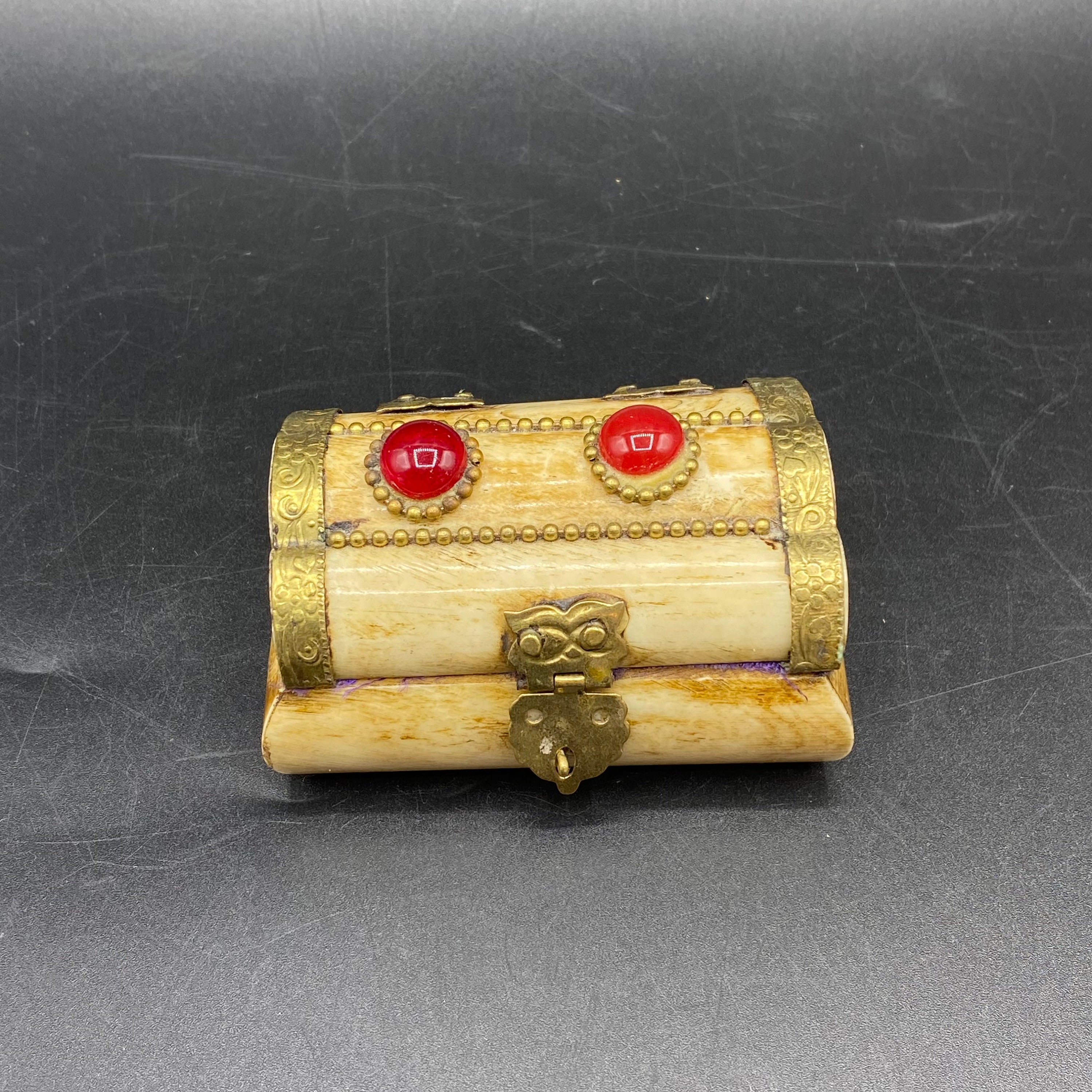 Boîte à Bijoux Vintage En Os De Chameau Et Laiton - Fait Main - Pièce Unique