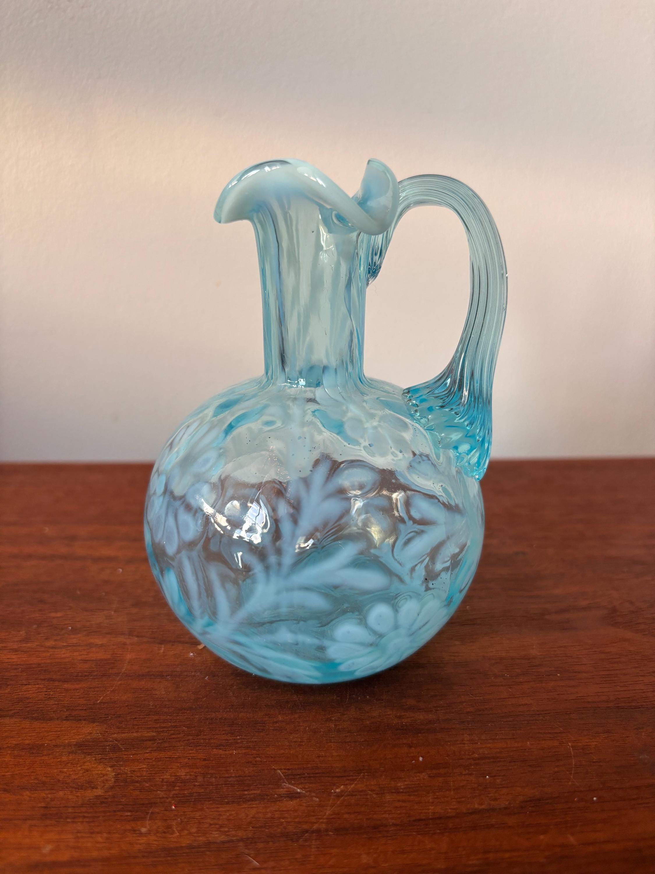 Vintage Fenton Blue Opalescent Daisy and Fern Cruet Pitcher - Etsy