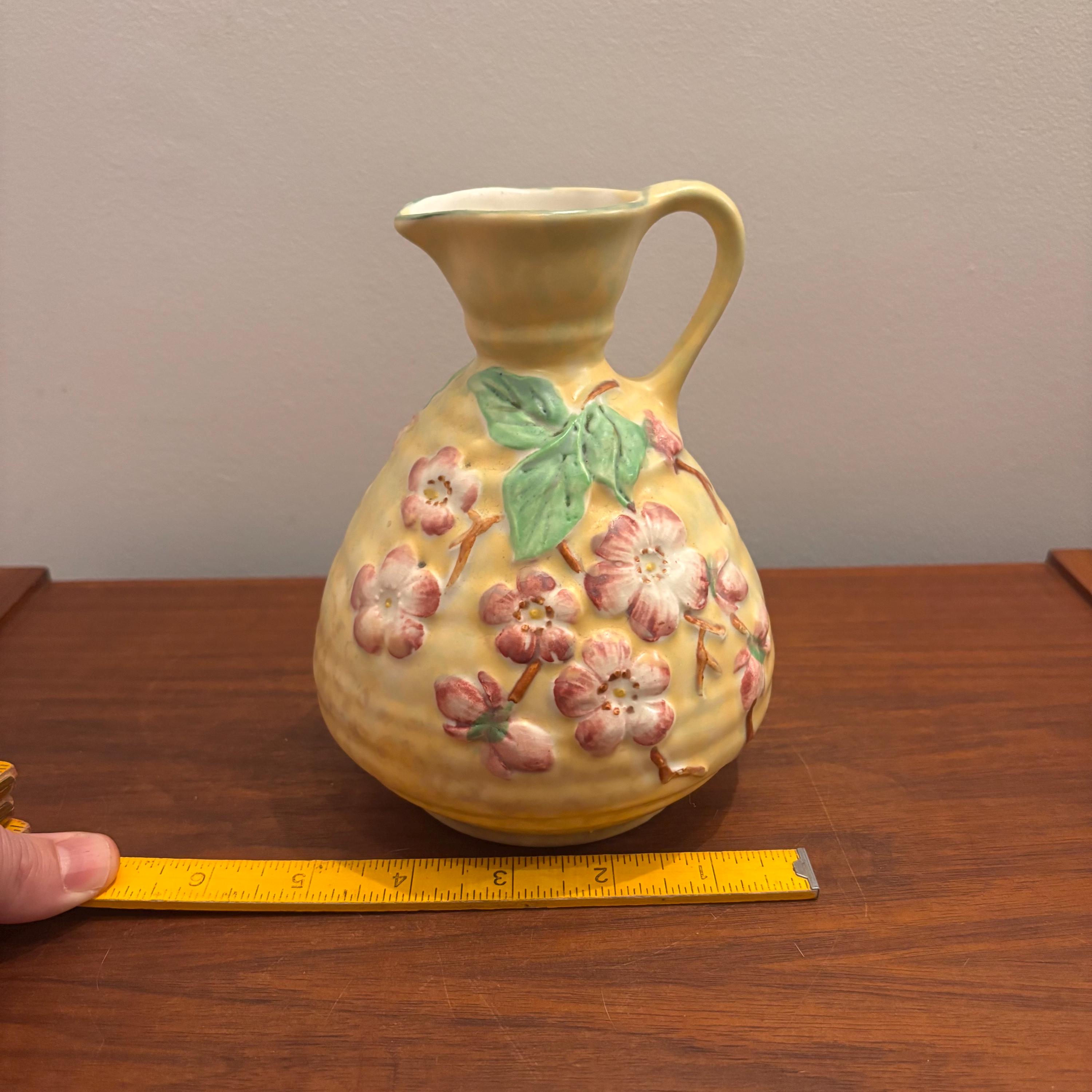 Vintage Royal Art Pottery England Pink Dogwood Flower Yellow