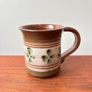 Vintage Lucky Clover Design Studio Pottery Mug: Studio Art Coffee Cup, Signed