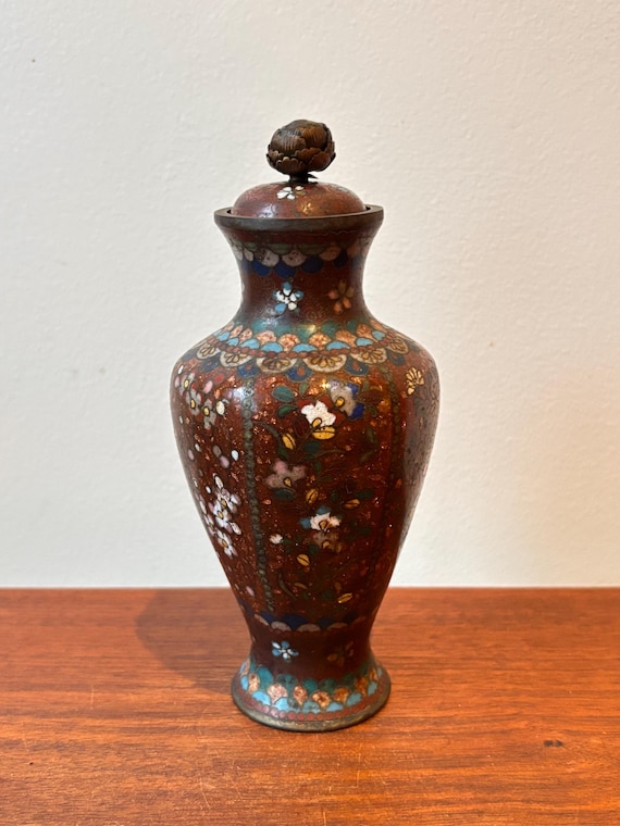 明治時代のヴィンテージ七宝焼きジンジャージャー花瓶 - Etsy 日本