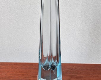 Vintage Light Blue Faceted Czech Art Glass Vase ZBS Bretislav