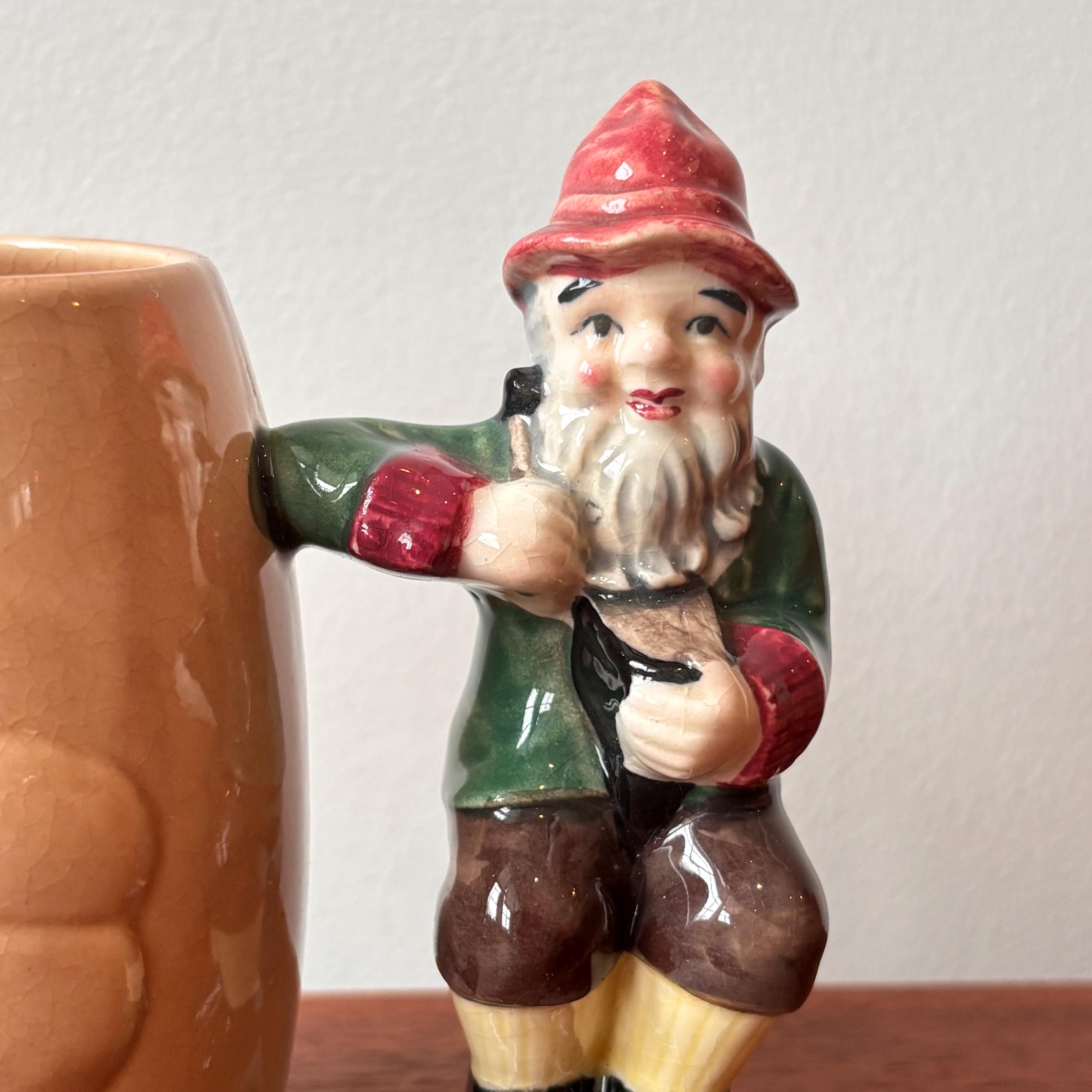 Vintage Stafford Japan Leprechaun Handle Lucky Clover Ceramic Mug