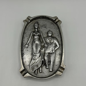 Vintage WW2 Saucy Risqué Novelty “OH” Double Sided Soldier Ashtray, Naughty Ashtray Man Reaching Up Lady’s Dress 5”