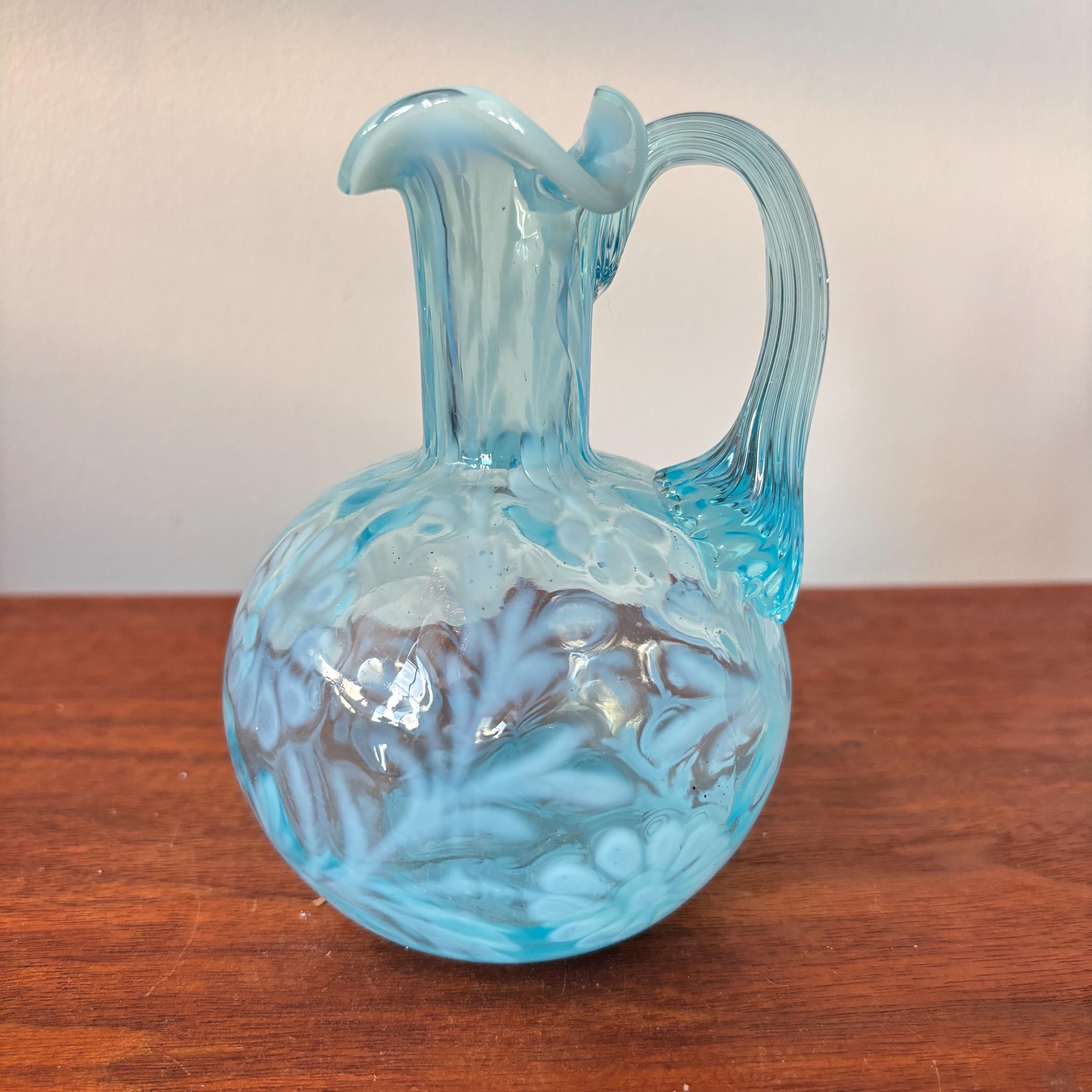 Vintage Fenton Blue Opalescent Daisy and Fern Cruet Pitcher - Etsy