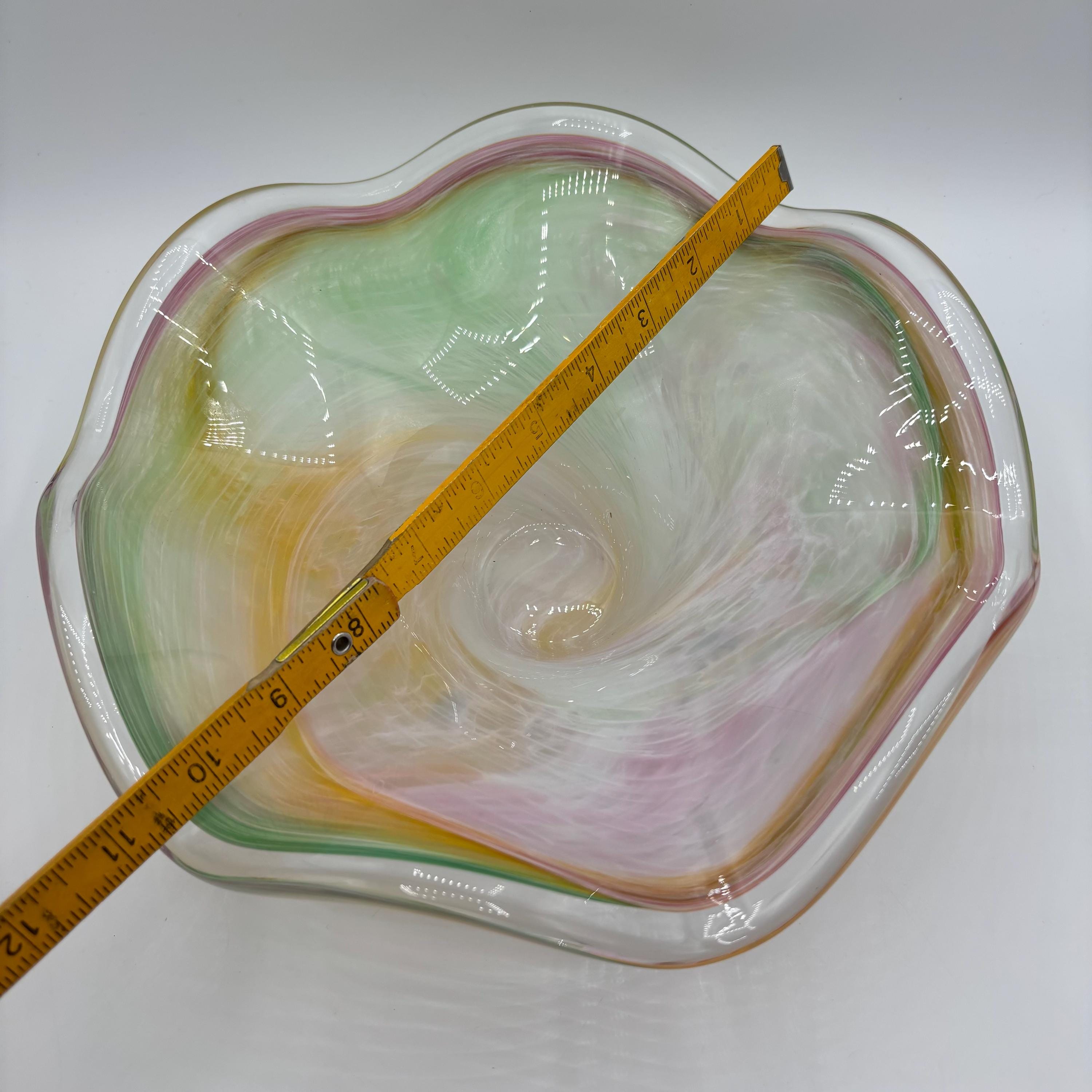 VINTAGE Muranoガラスボウル ヴィンテージ ムラーノ スタイル アートガラス ボウル：フリルエッジ