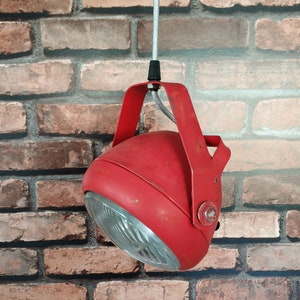 Pendant Lamp, Red Headlight, Spot Light, Industrial Lighting, Retro Lamp, Truck Headlight, Vintage Light, Upcycled Lighting