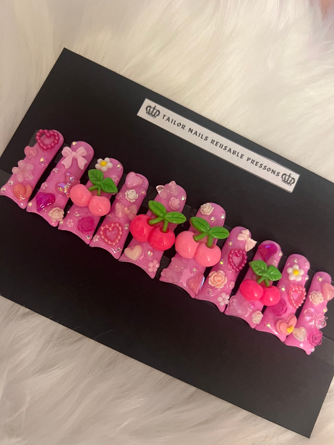 Y2K Pink Junk Nails Poly Gel Duck Nails Duck Feet Pink Kawaii Charm Nails Custom Reusable