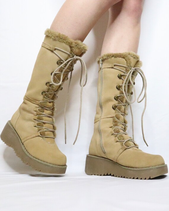 platform tan boots