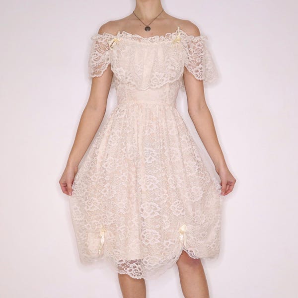 Lace Ankle Dress Cream