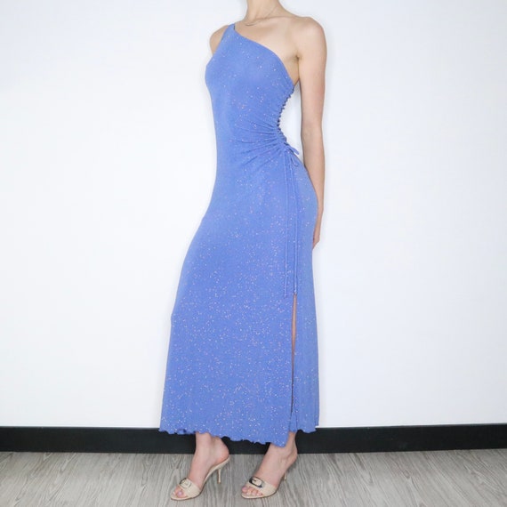 Gorgeous 90s Blue Glittery Prom Dress (S/M) - image 5