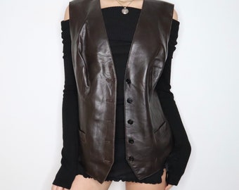 AKRIS Brown Leather Vest (XL/XXL)