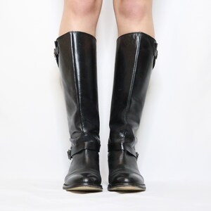 90s Black Leather Riding Boots 6.5 US image 3