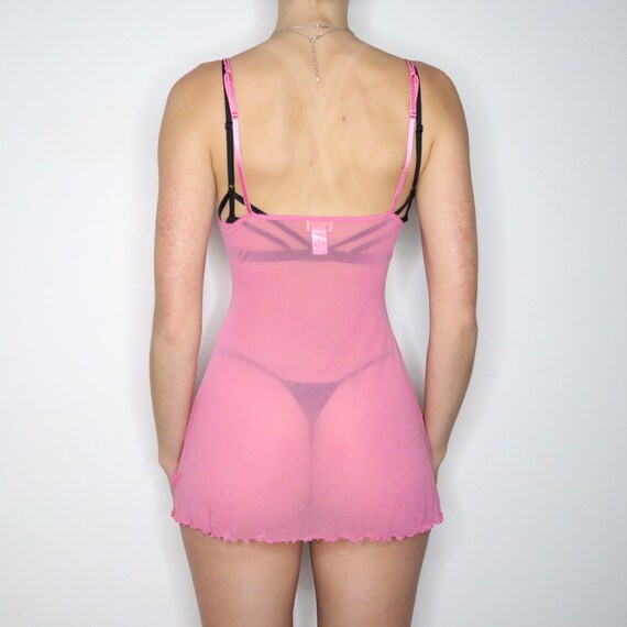 Y2K Pink Mesh Lingerie Mini Dress (S) - image 6
