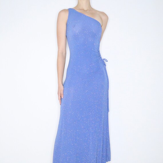 Gorgeous 90s Blue Glittery Prom Dress (S/M) - image 7
