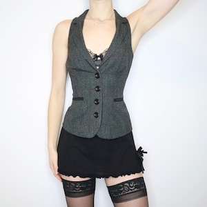 Vintage Y2K Dark Gray Waistcoat Vest (S)