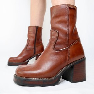 brown leather platform boots