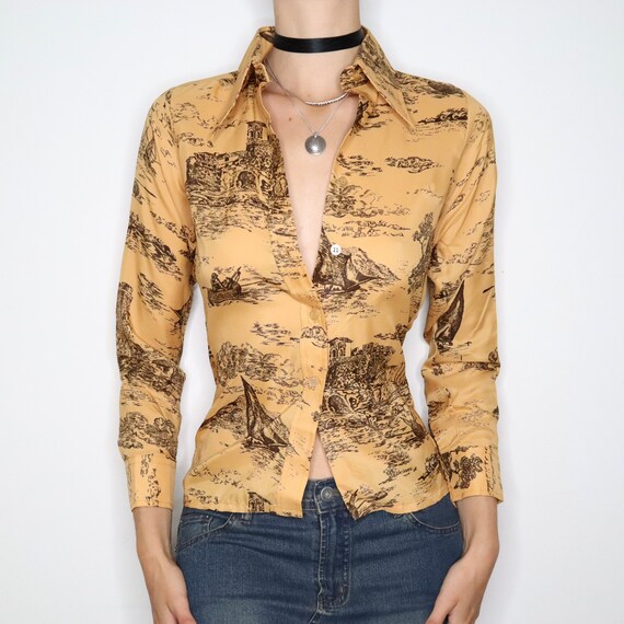 70s Novelty Print Blouse (XS) - image 6