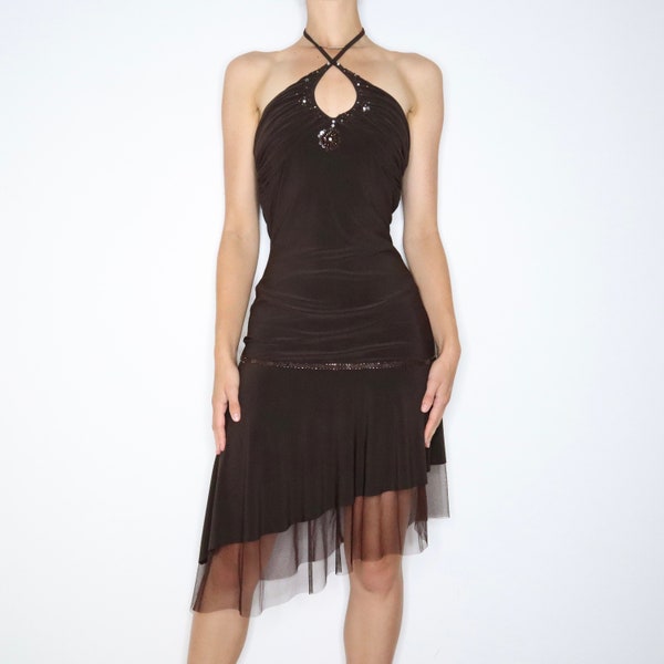 Beaded Halter Fashion Party Banquet Performance Dress