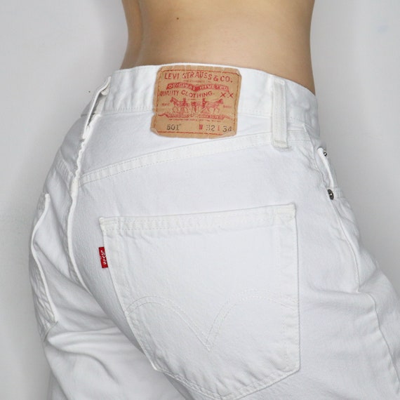 White 501 Levi's Jeans | Etsy