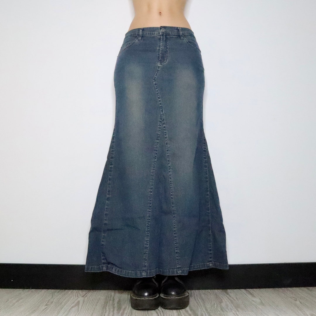 Mermaid Denim Maxi Skirt medium - Etsy